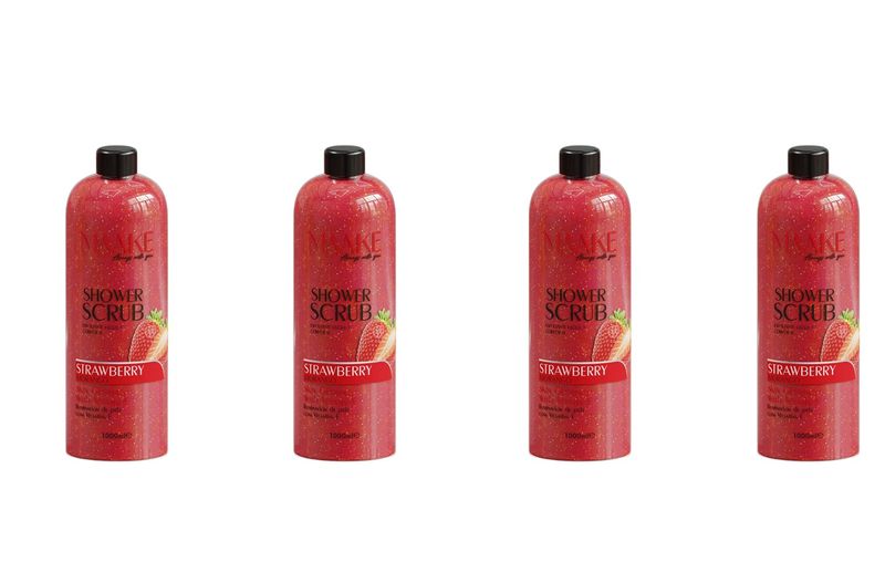 MAAKE Strawberry Glowing Shower Gel Scrub/Exfoliating 1000ml Bottles Pack 4