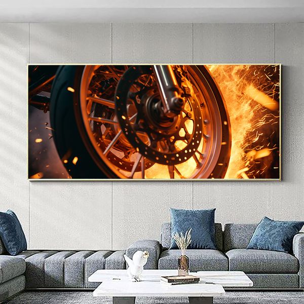 Canvas Wall Art - Flaming Wheelworks Abstract - 0714