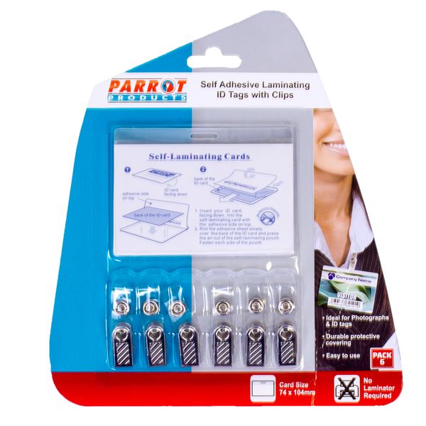 Parrot Products Laminating Self Adhesive ID Tags and Clips (6)