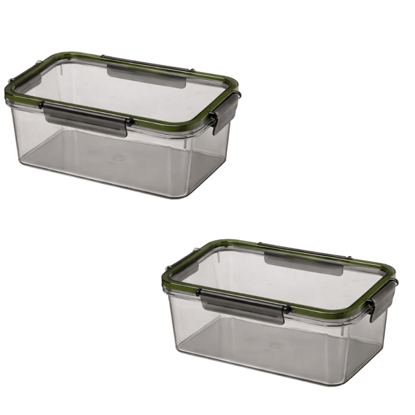 2 Pack - Rectangular Airtight Food Storage Container 1980ml