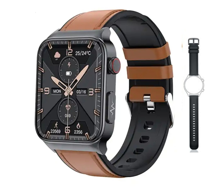 ET580 Smart Watch - Leather Strap, Fitness &amp; Health Monitoring, Voice Call