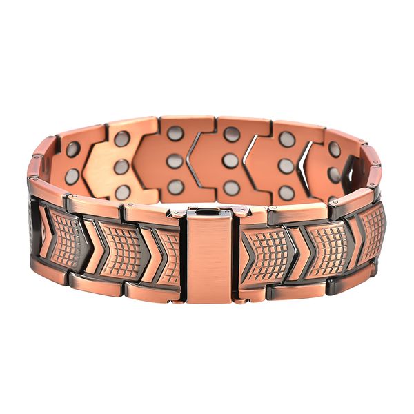 Men's Solid Copper Magnetic Bracelet with Three Rows of Powerful Magnets