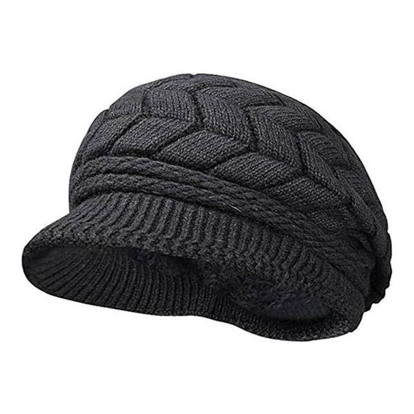 Women's Winter Warm Knit Hat Wool Snow Ski Caps with Visor