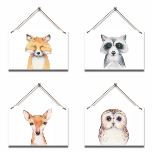 Imaginate - Baby Room Pictures - Furry Woodland Animal Friends - 4 Piece