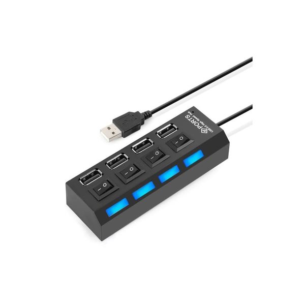 4 Ports USB 2.0 HUB - High Speed USB Hub - Black