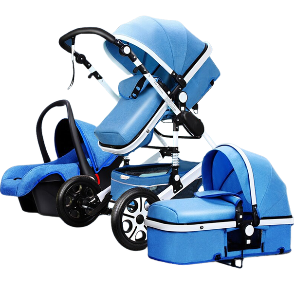 3 in 1 Foldable Luxury Baby Stroller With Side Bag And Car Seat