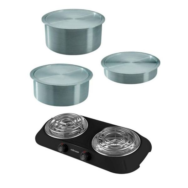 6 Piece With Hotplate - Black image