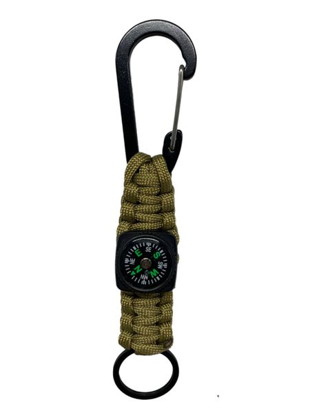 Paracord with Carabiner Hook and Compass - Tan
