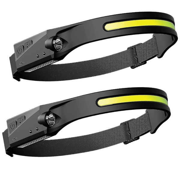 Set of 2 LED Rechargeable Head Lamp Weather Proof- with Motion Sensor