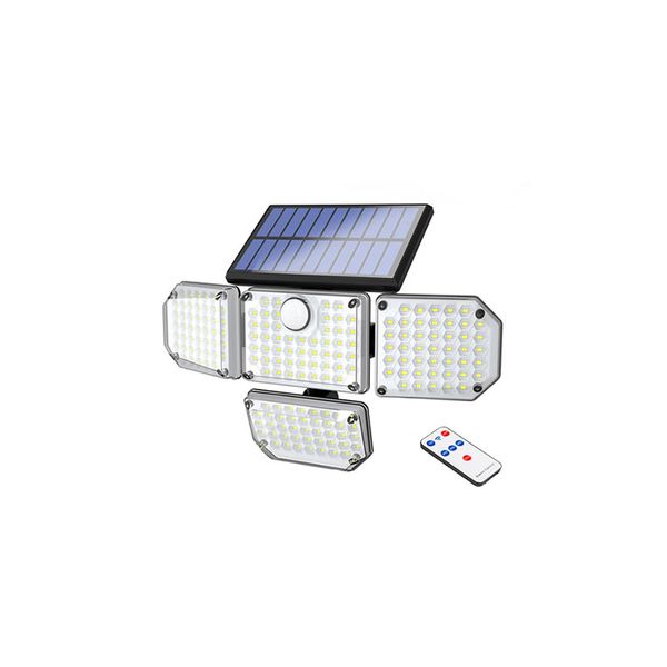 Waterproof Solar Powered 4 Sided Sensor Wall Light 144 LED