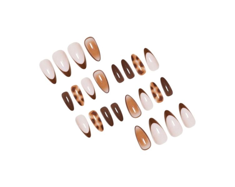24 Piece - Delicate Floral Almond Press-On-Nails - Multicolor
