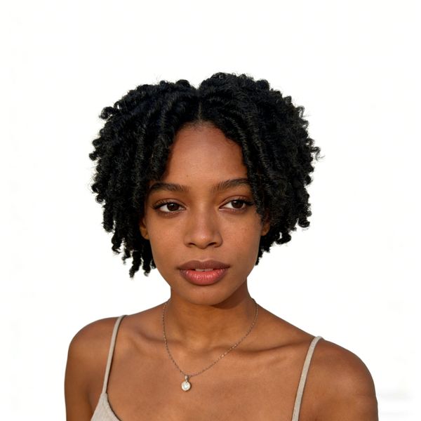 Short Dreadlock Wig - Afro Kinky Curly Twist Style - Natural Black