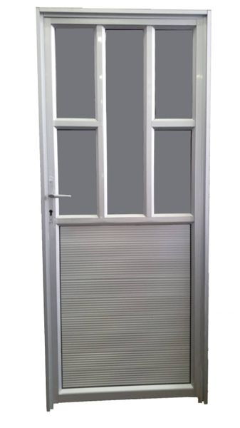 ZYS - 5 Panel Silver Aluminium Door with Frame &amp; Handles &amp; Lock