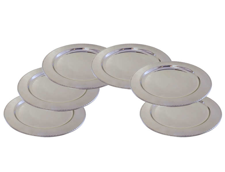 Stainless Steel Underplate/Charger Plate with Dots - Set of 6