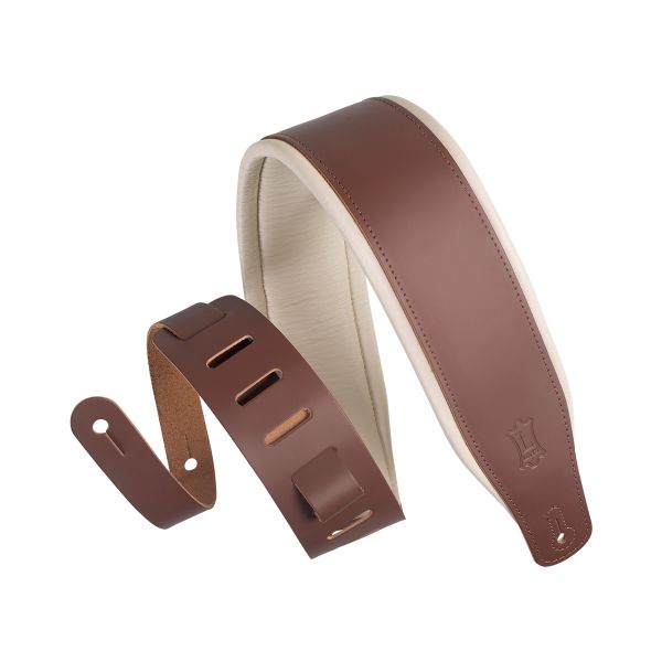 Levy's Top Grain Leather Guitar Strap - Brown and Cream