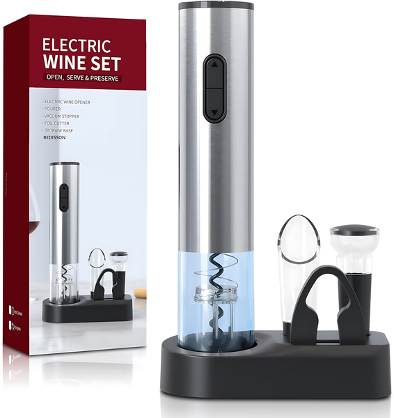 Redisson 5in-1 Electric Wine Opener Set Battery Operated Reusable Corkscrew