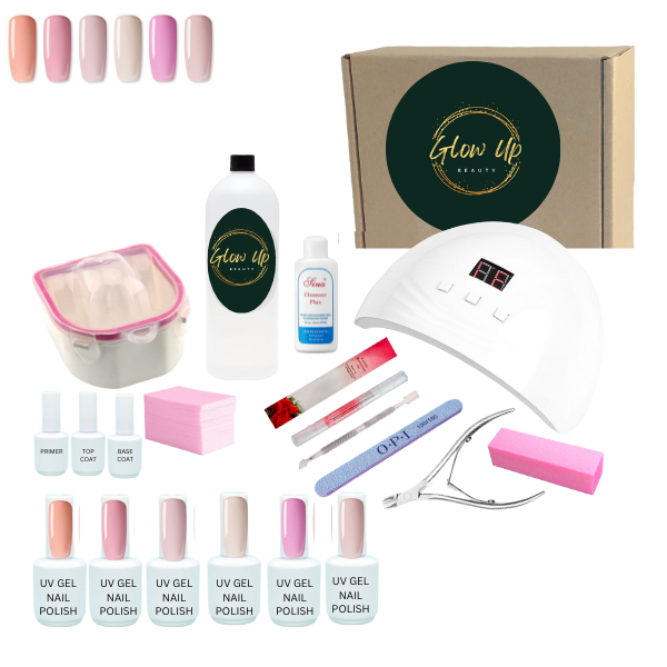 High Quality UV/LED Gel Nail Polish Starter &amp; Soak Off Kit - Set of 19 Nude