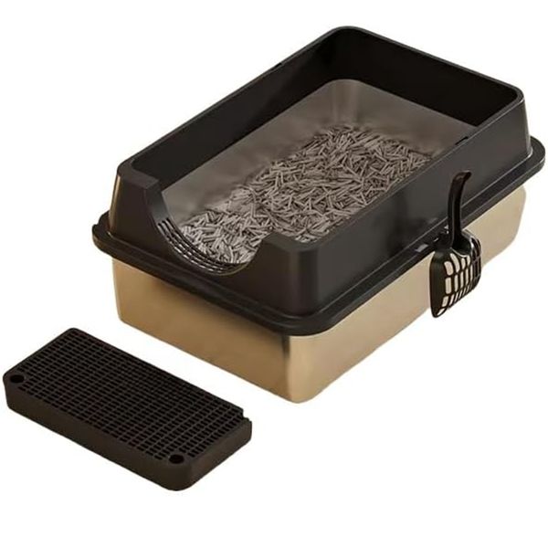 Stainless Steel Litter Box with Anti-Leakage Enclosure Semi Enclosed Shape