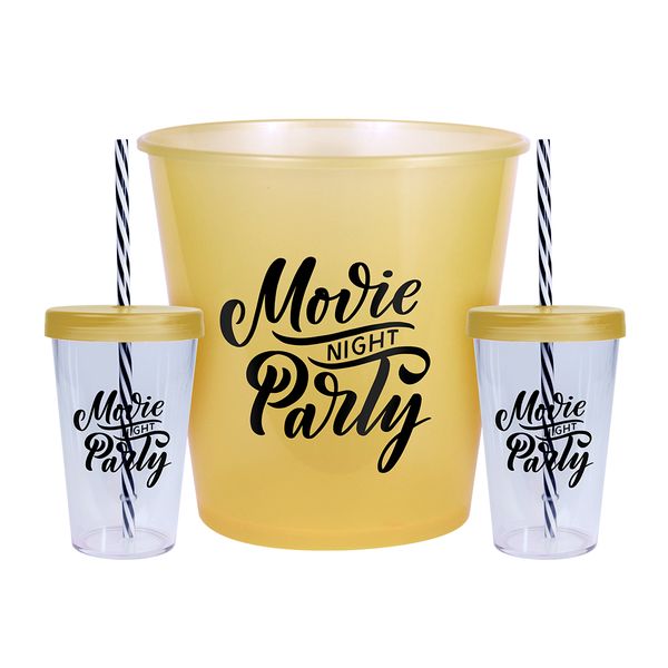 Lumoss - Movie Night Set - Popcorn Bucket with Tumblers