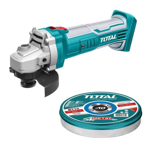 Total Tools - Cordless Angle Grinder with 10 Piece Cutting Disks