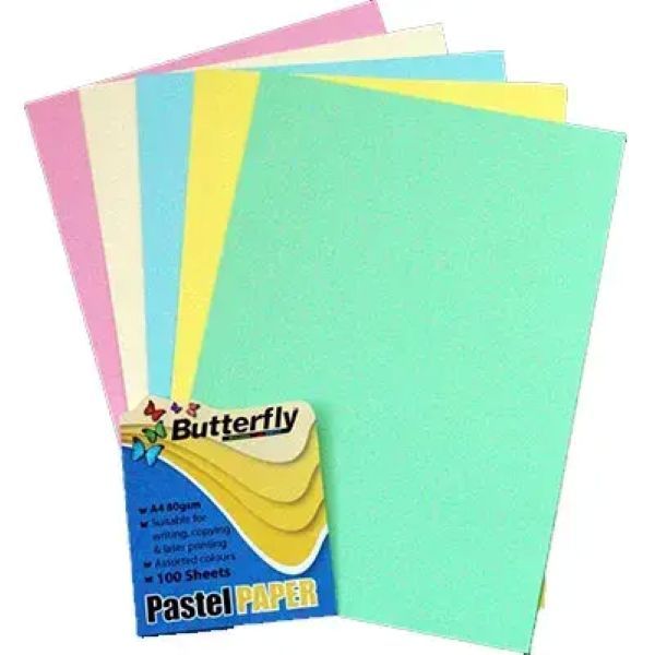 Pastel Assorted Paper 5 Colour 80gsm A4 Pack of 100