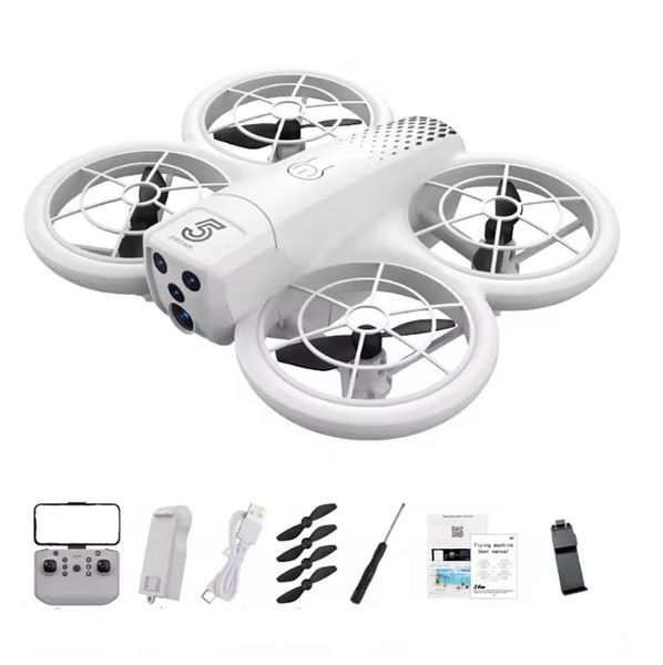 Starter Toy Drone - Dual Cameras, Wi-Fi FPV, Prop Guards (White)