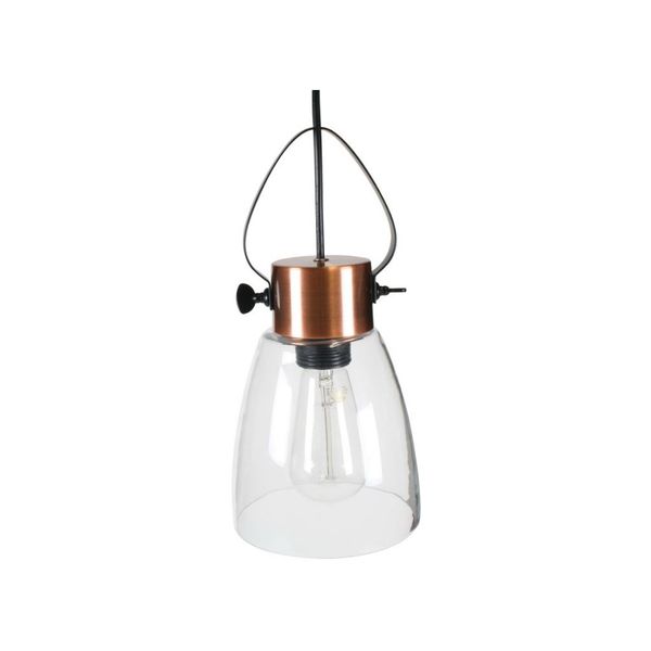 Industrial Look Pendant Light - Antique Copper and Glass - A