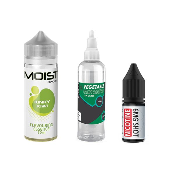 120ml Moist Vape Juice DIY Longfill Kit - Kinky Kiwi - 2mg