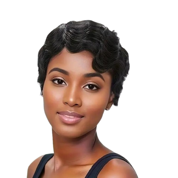 Finger Wave Wig -Brazilian Short Pixie Cut Wig Human Hair Machine Made Wig