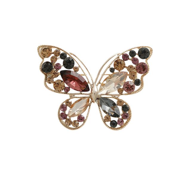 Brown Crystal Butterfly Brooch image