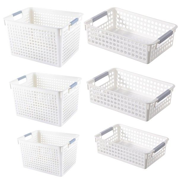 6-Pack Plastic Storage Basket Desktop Sundries Storage Box - Pink