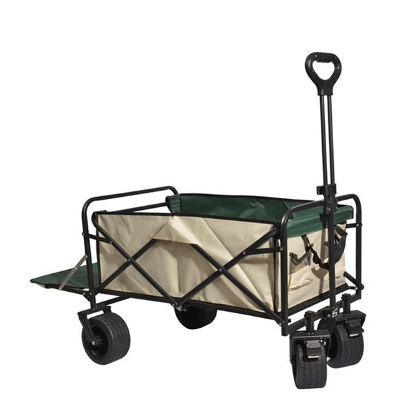 Foldable Camping Wagon with Drop-Down Rear Tailgate,250KG Duty Utility Cart