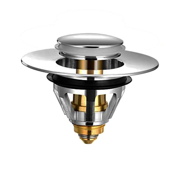 Brass Pop Up Sink Stopper, Universal Basin Plug for 34-38mm Drains, 1Piece