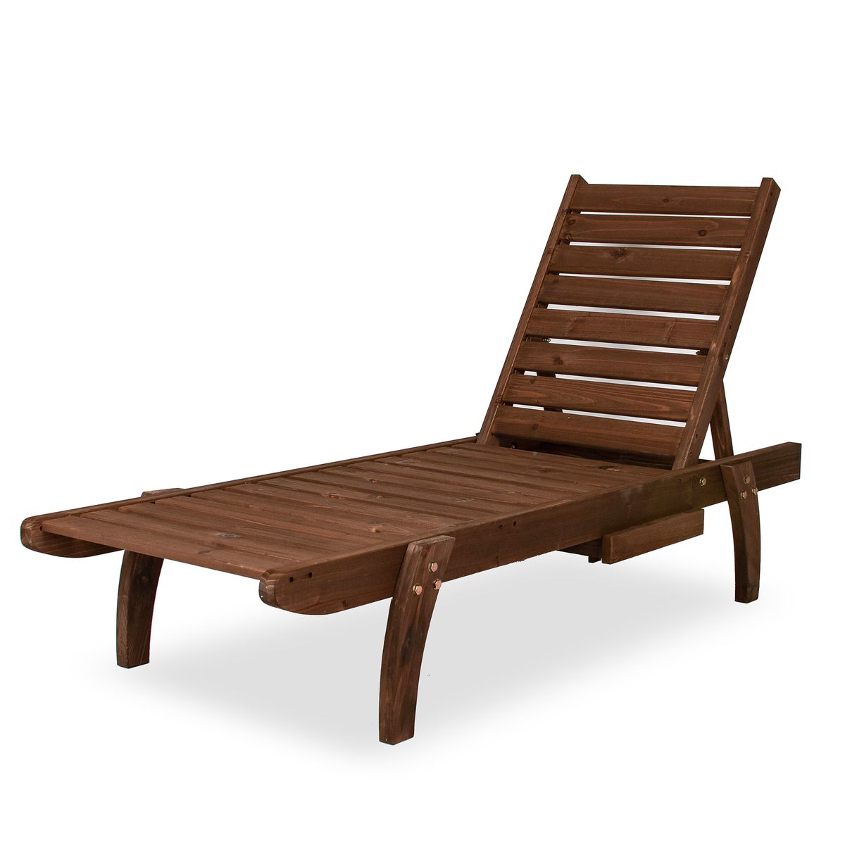 Hazlo Wooden Outdoor Sun Lounger Pool Chair With Pull Out Tray