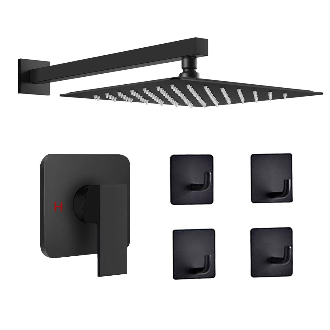 Shower System Faucet Set High Pressure Square Rain Shower Head & Arm Mixer