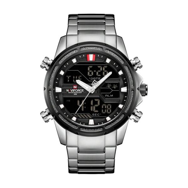 Naviforce 9138 Mens Analog Digital Watch Silver