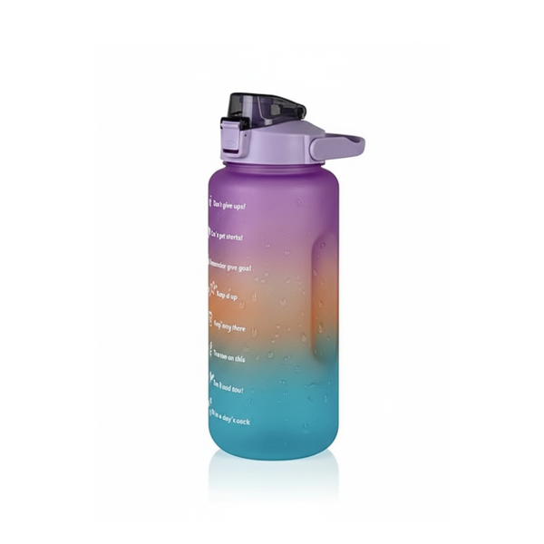 2 Litre Multi-Tone Plastic Water Bottle - Purple, Orange, and Blue Gradient