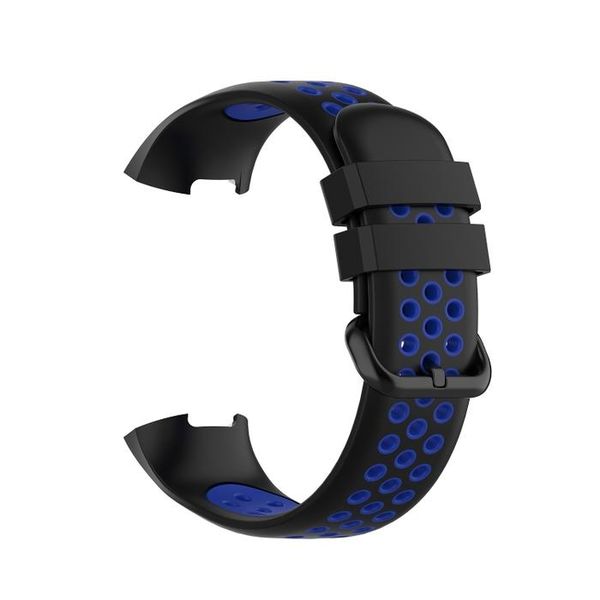 Breathable Silicone Strap Compatible with Fitbit Charge 3/4 -Black &amp; Blue