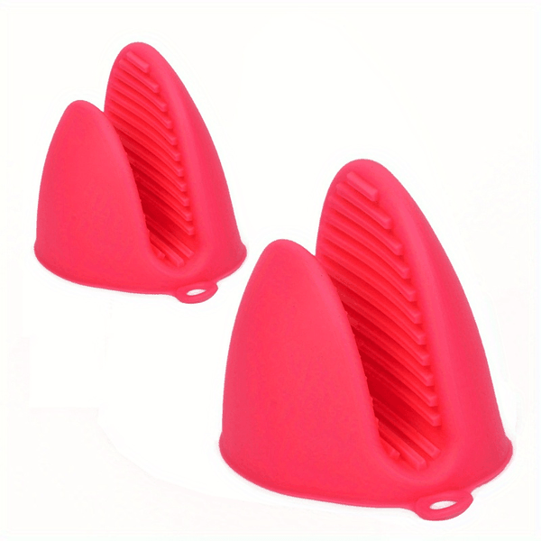 2 Red Silicone Oven Mitts/ Pot Holder Sets For Kitchen Use