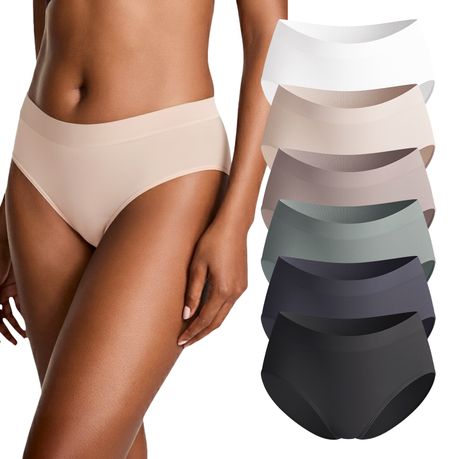 Lekkon Seamless Midi Briefs for Women, No-Show Ribbed Lady Panties 3/6 Pack Image