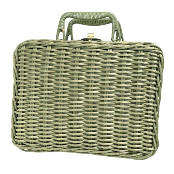 Woven Rattan Style Storage Handbag Case - Portable Travel Organizer
