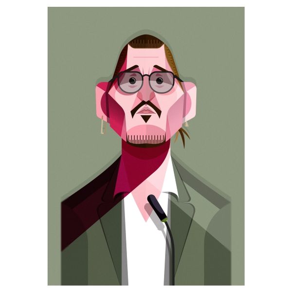 Johnny Depp - At Courthouse - Comic Art - A1 Poster