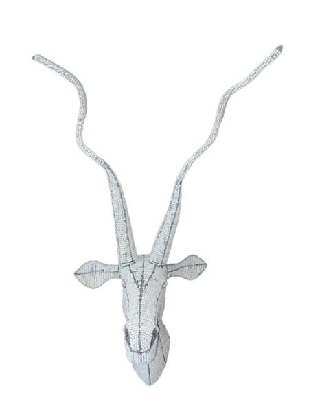 African Beaded Kudu Head Wall Decor Large - Handmade