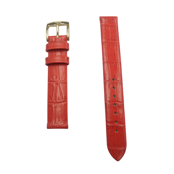 Red Alligator Grain Watch Strap - 14mm