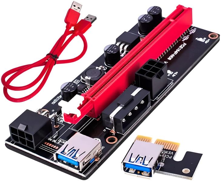 PCI-E Riser Kit X1 to X16 Blinking Status LEDs, GPU Riser, USB 3.0 Cable