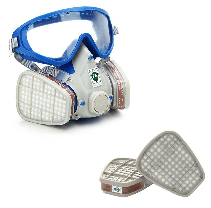 3M Full Face Respirator Gas Mask with Integrated Goggles & Extra ...