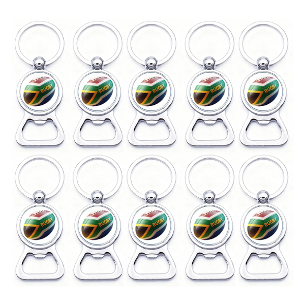 10PK Rugby South Africa 2 in 1 Bottle Opener and Keyring Novelty Gift