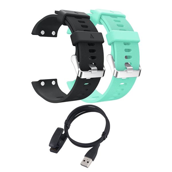 FocusFit Silicone Straps &amp; Charger for Garmin Forerunner 35 - (3Pcs)
