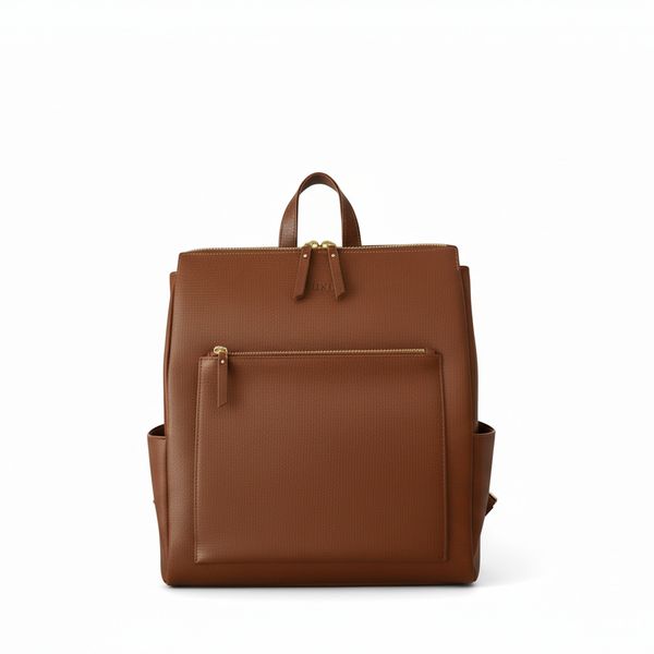 Boujee Mama Genuine Leather Nappy Bag Brown
