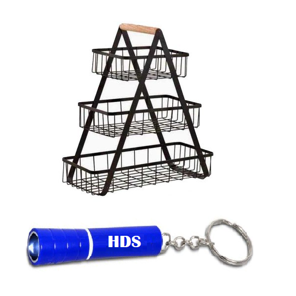 3-Layer Multipurpose Metal Kitchen Storage Rack - Black with HDS Torch